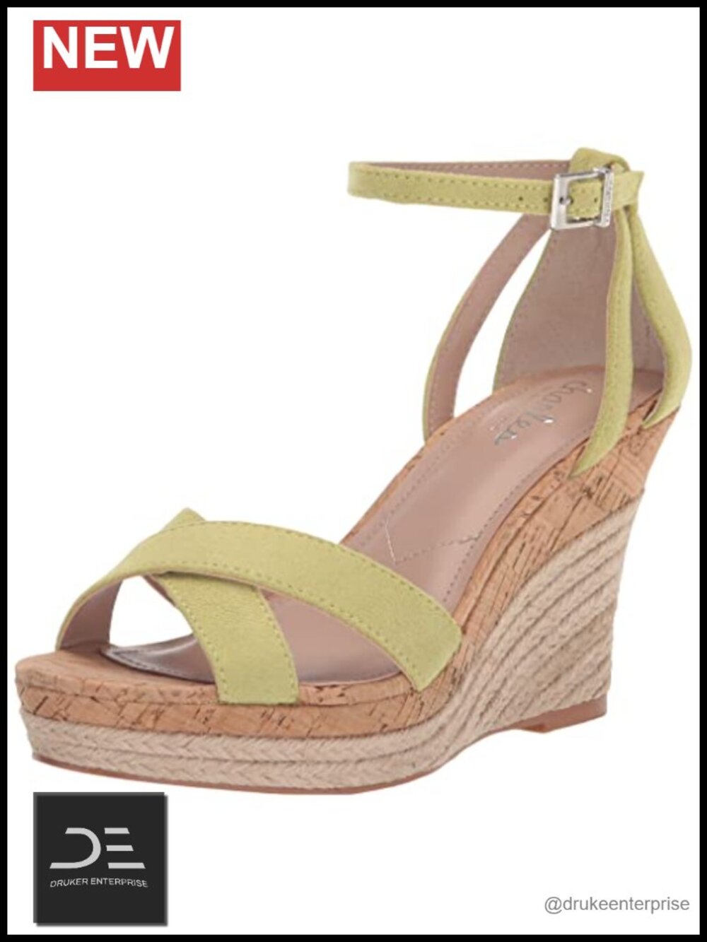 Faux Suede Wedge Sandals with Padded Footbed and Buckle